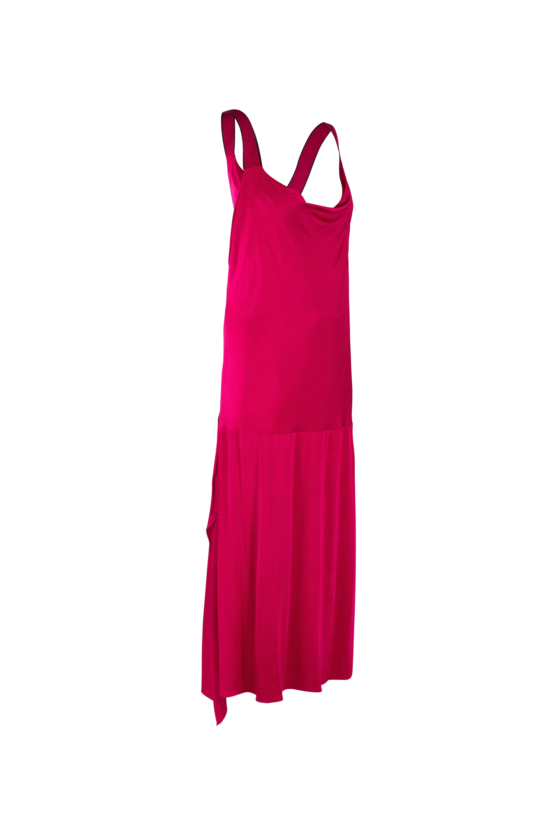 Fucsia Dress with Open Back and Grosgrain Straps