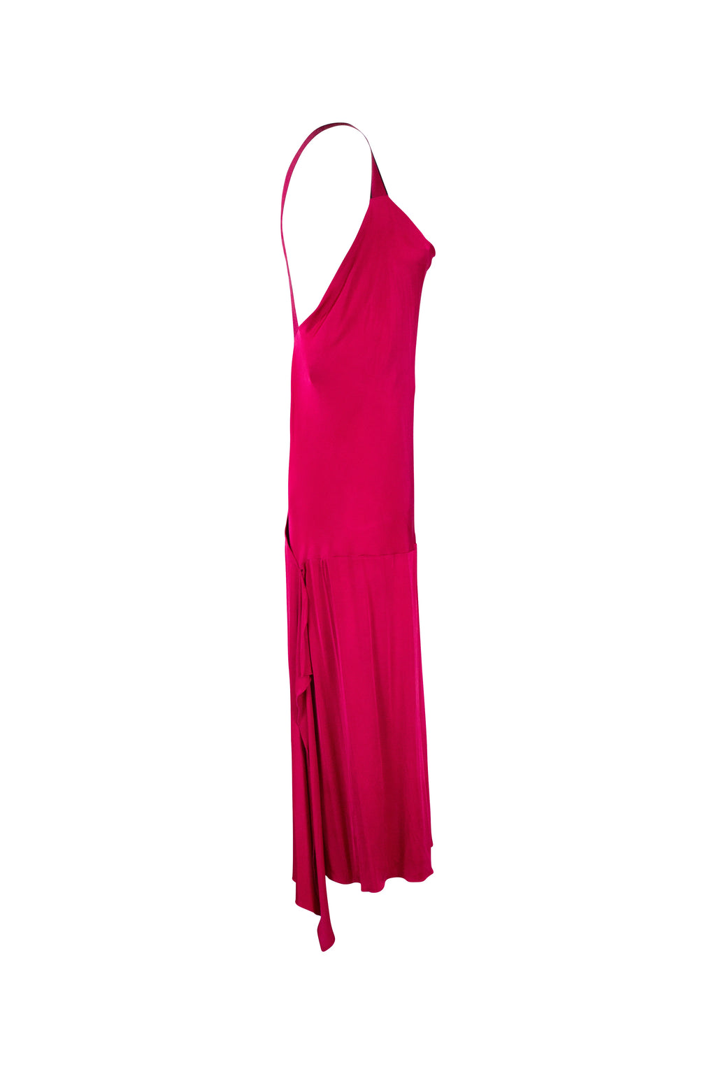 Fucsia Dress with Open Back and Grosgrain Straps