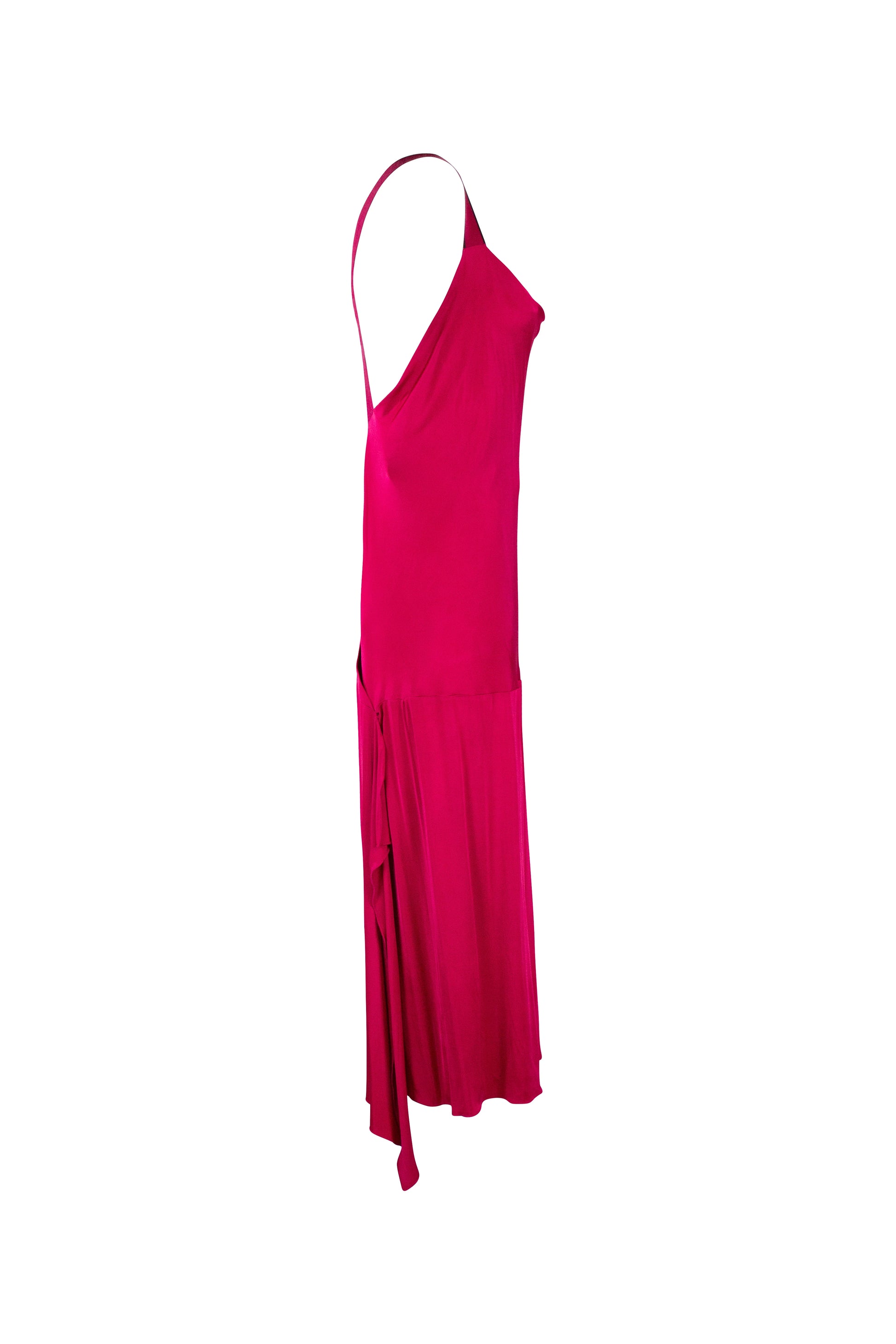 Fucsia Dress with Open Back and Grosgrain Straps