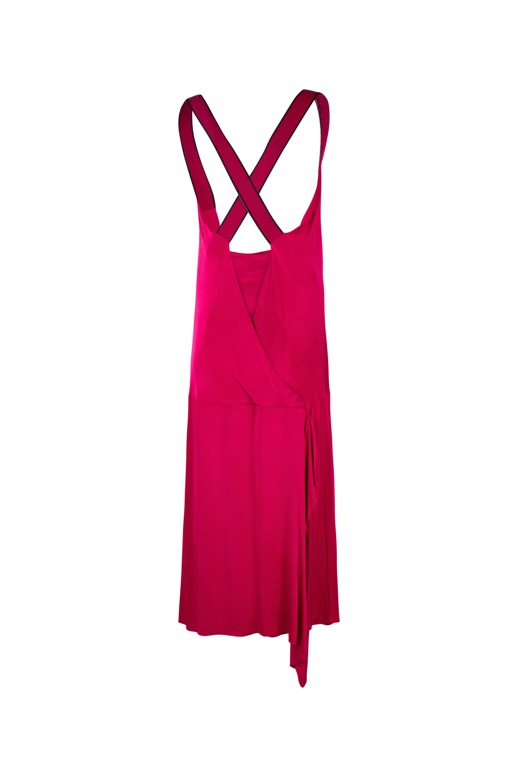 Fucsia Dress with Open Back and Grosgrain Straps