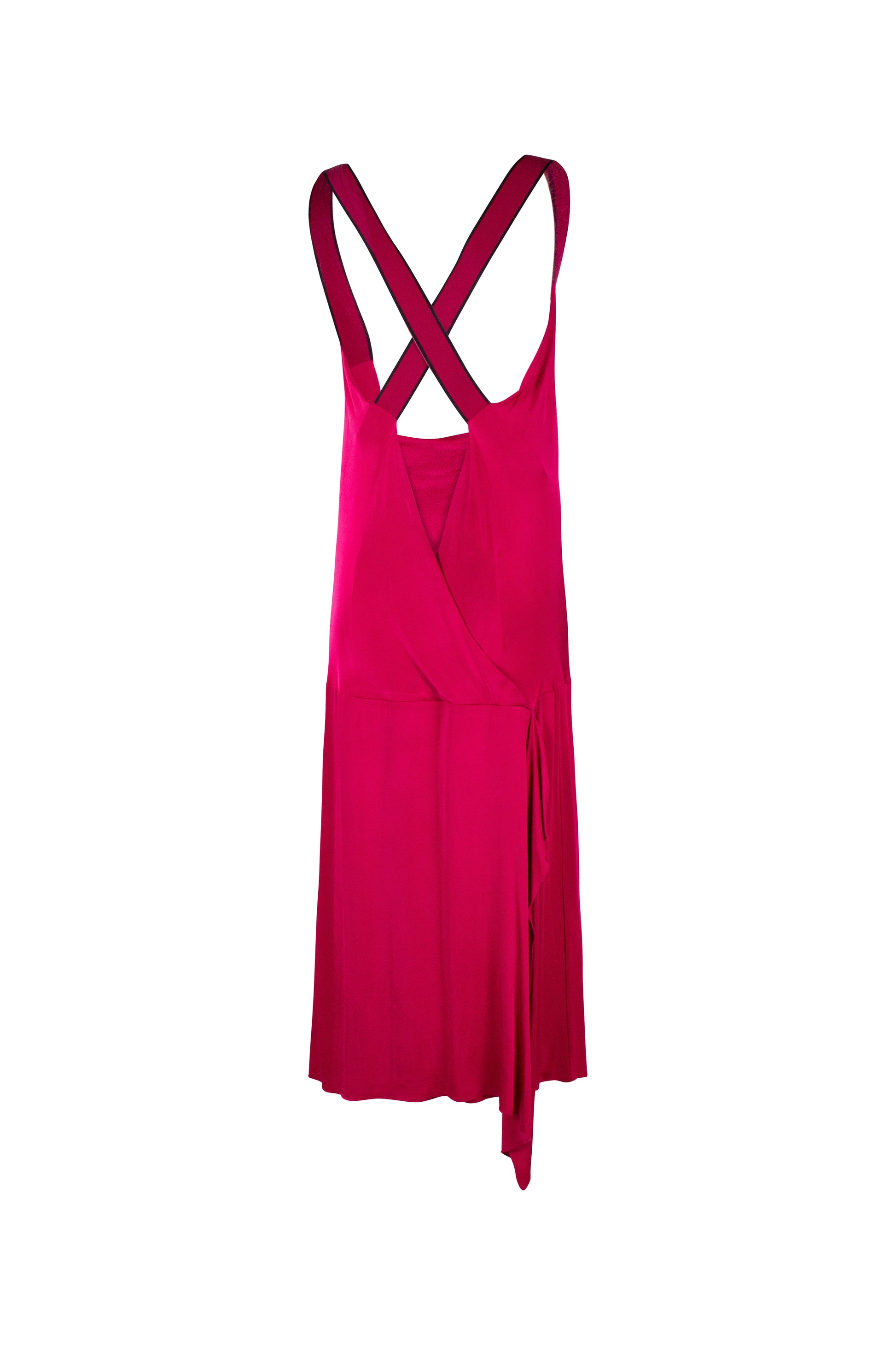 Fucsia Dress with Open Back and Grosgrain Straps