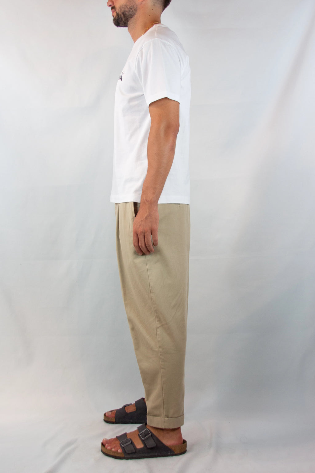 Beige Tapered Cargo Trousers