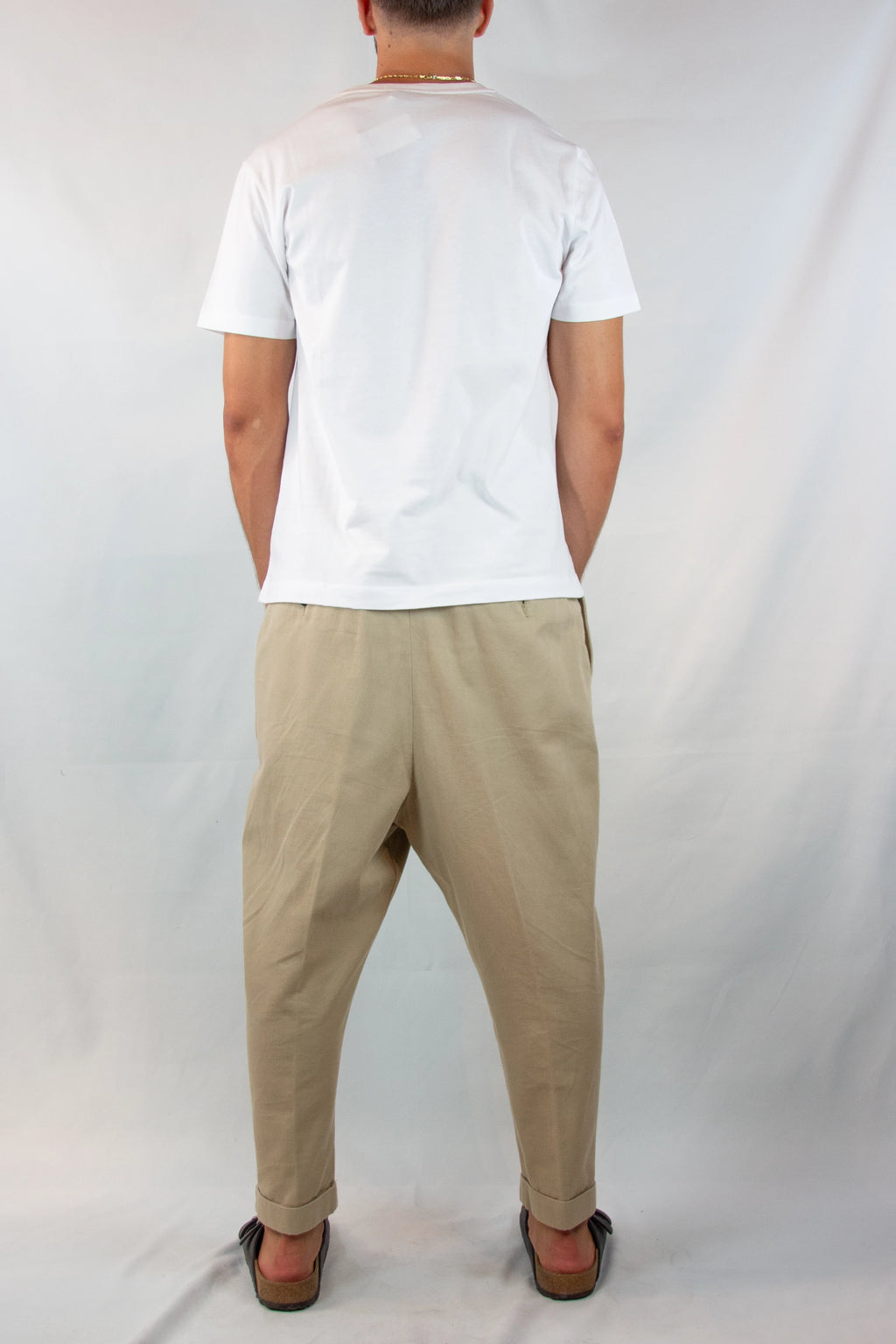 Beige Tapered Cargo Trousers
