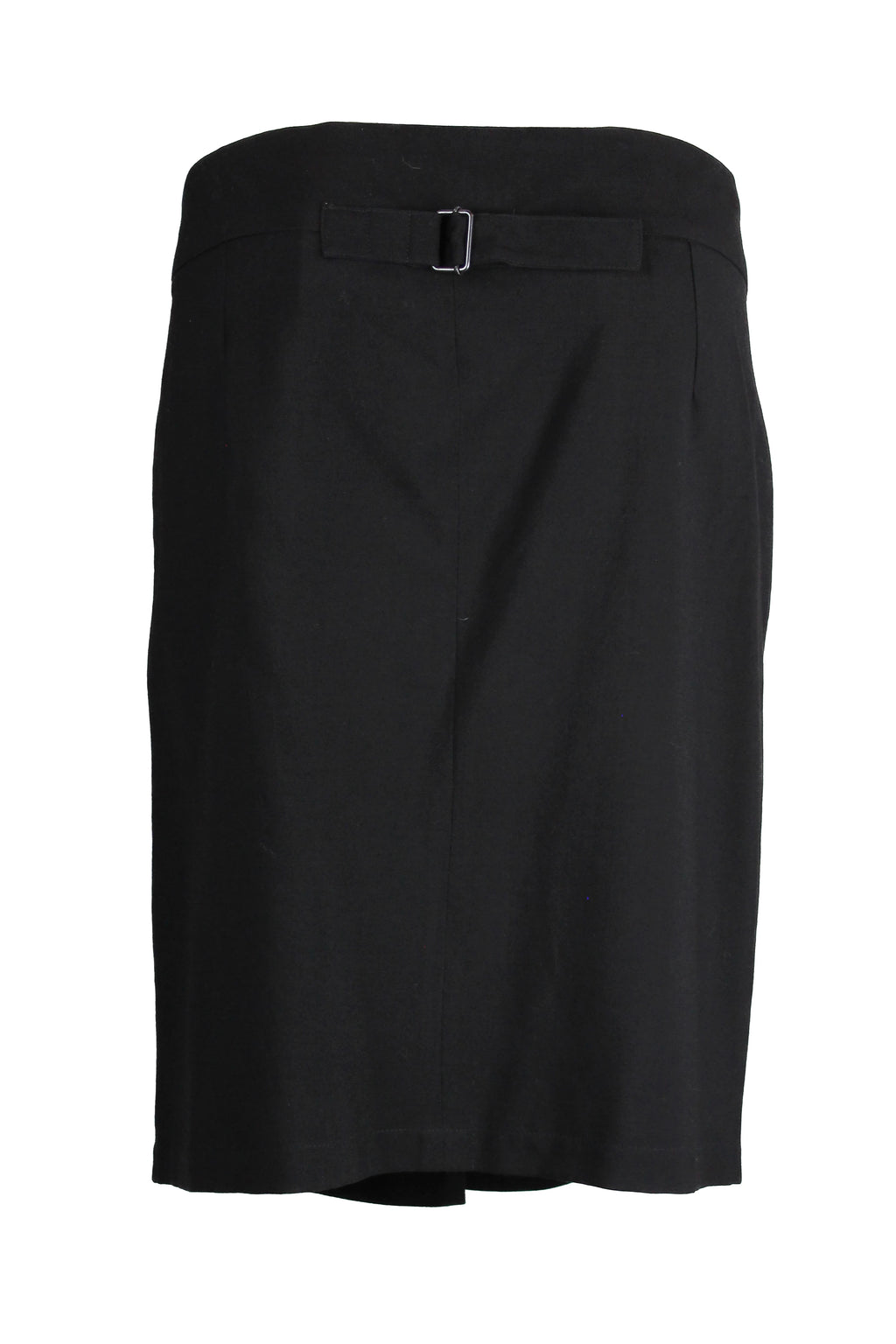 Black light wool knee-length skirt with ruching