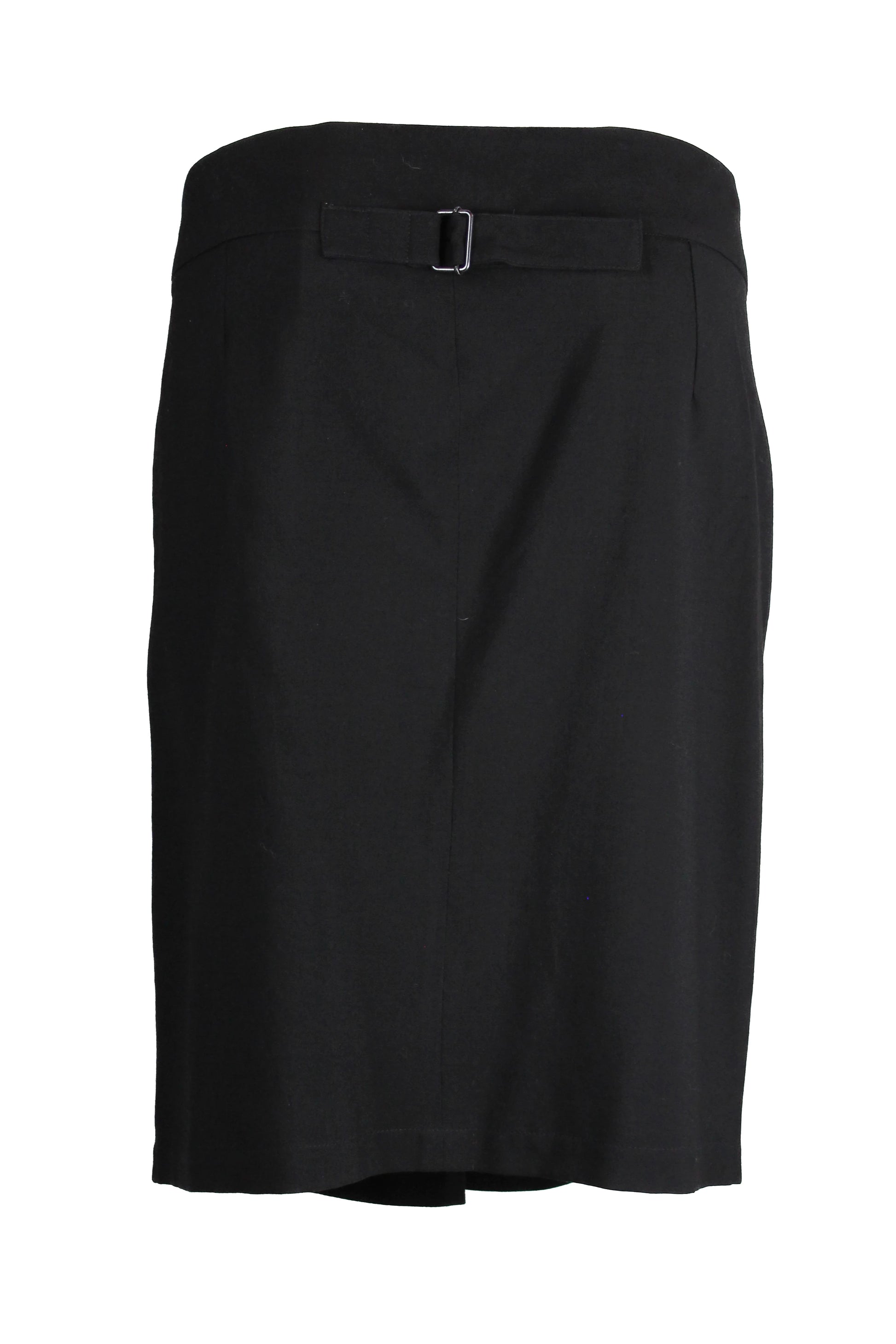 Black light wool knee-length skirt with ruching