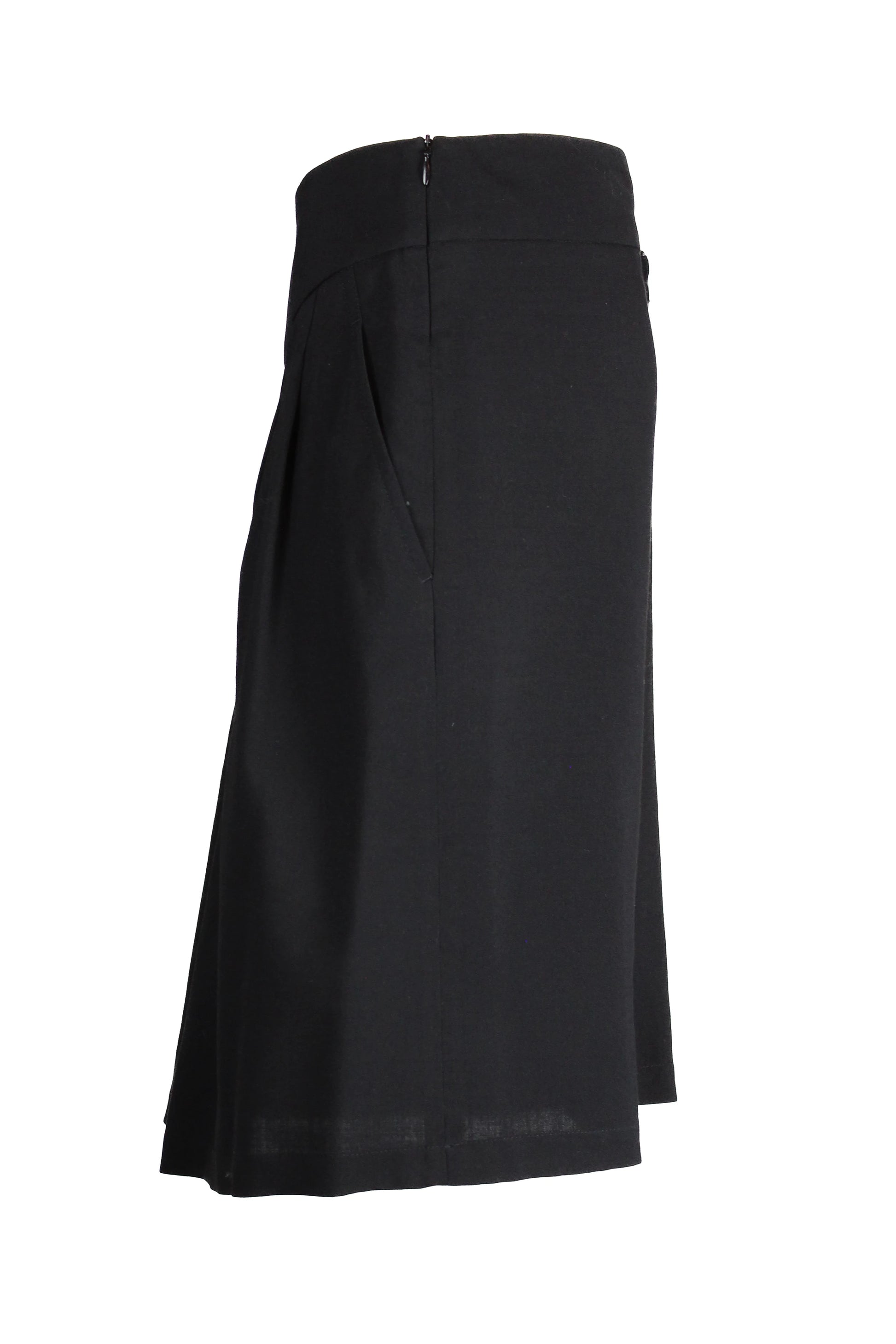 Black light wool knee-length skirt with ruching