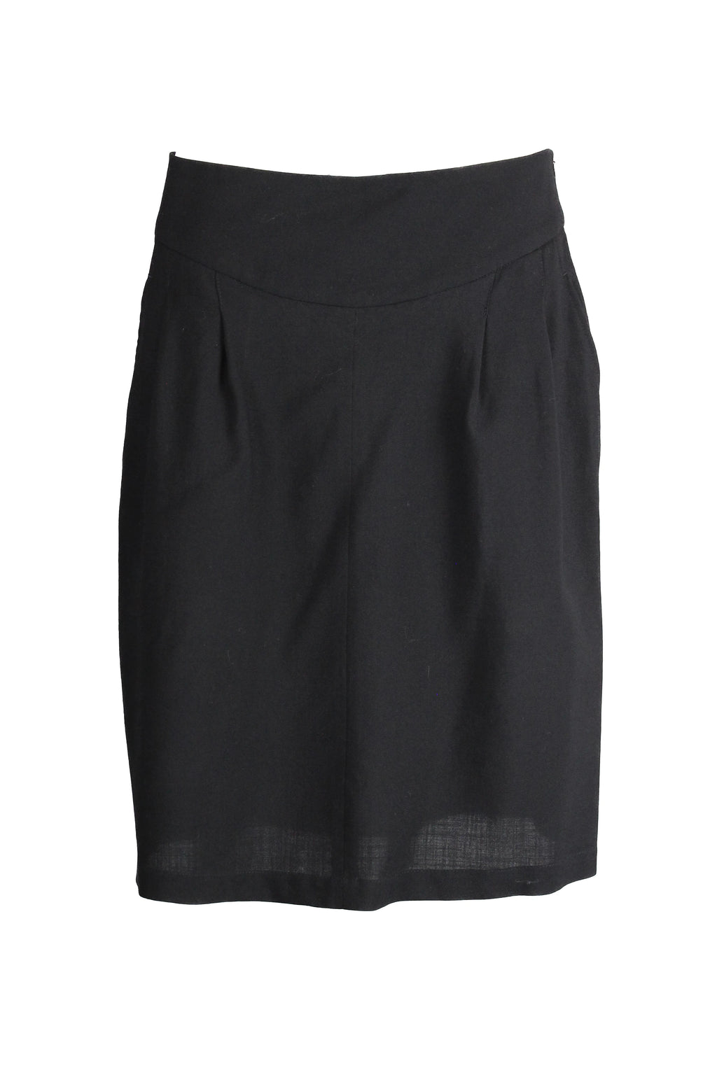 Black light wool knee-length skirt with ruching