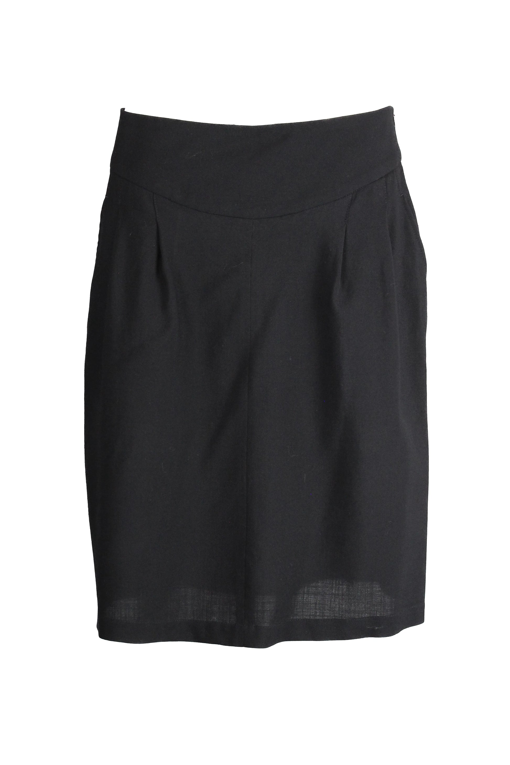 Black light wool knee-length skirt with ruching