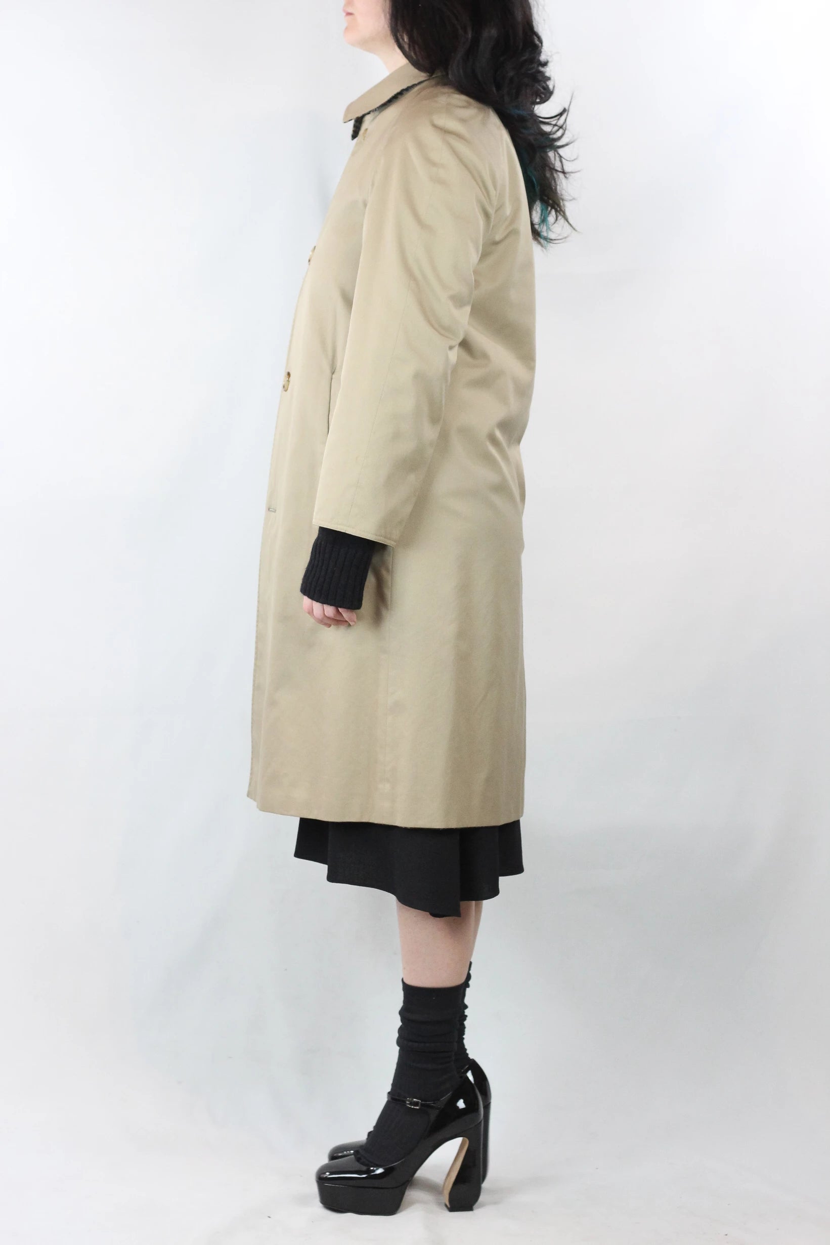 Reversible Beige and Check Trench Coat