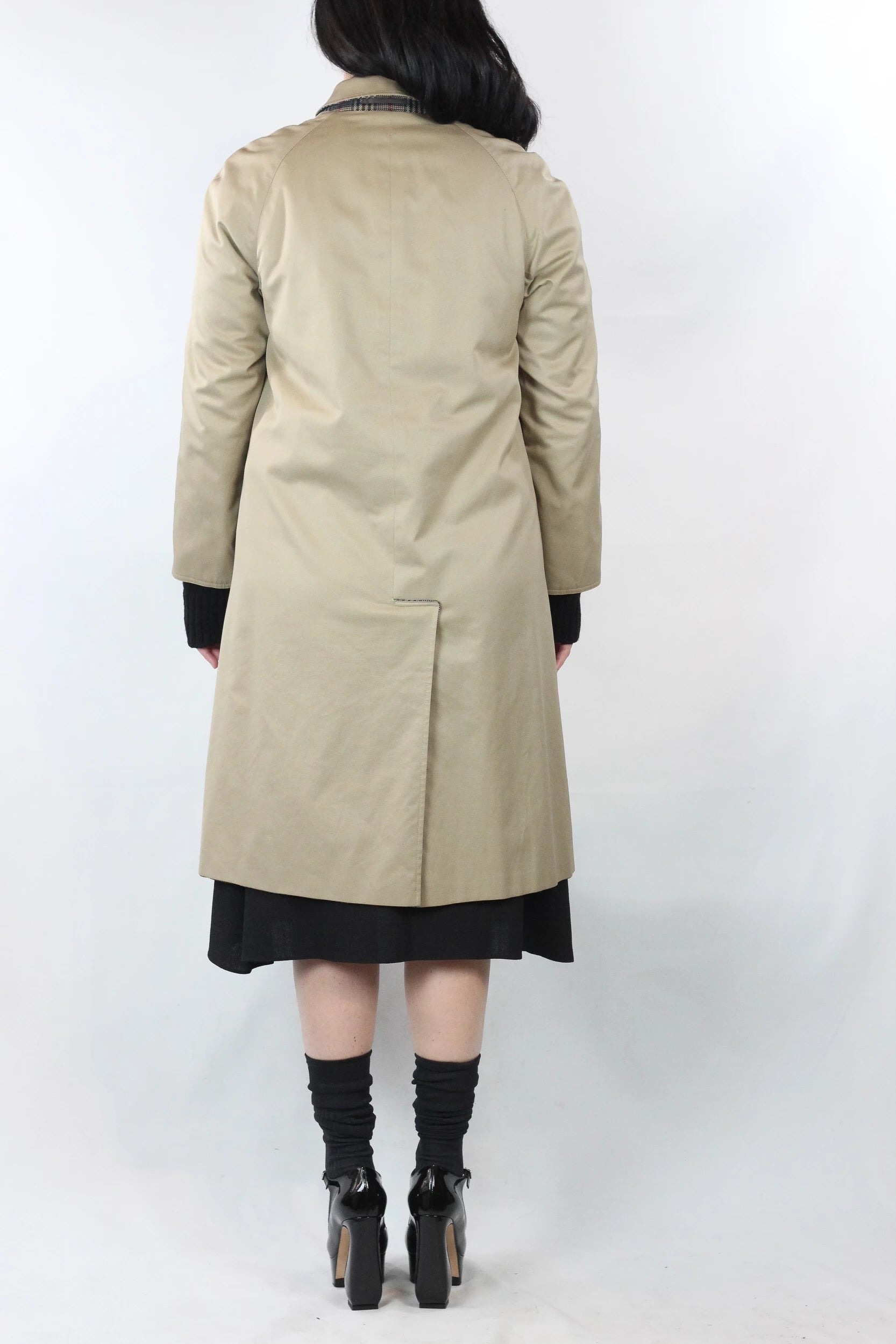 Reversible Beige and Check Trench Coat