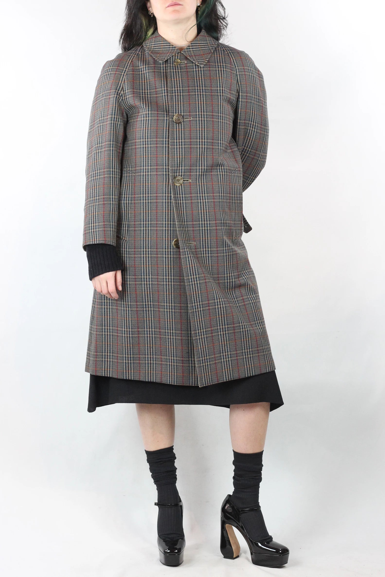 Reversible Beige and Check Trench Coat