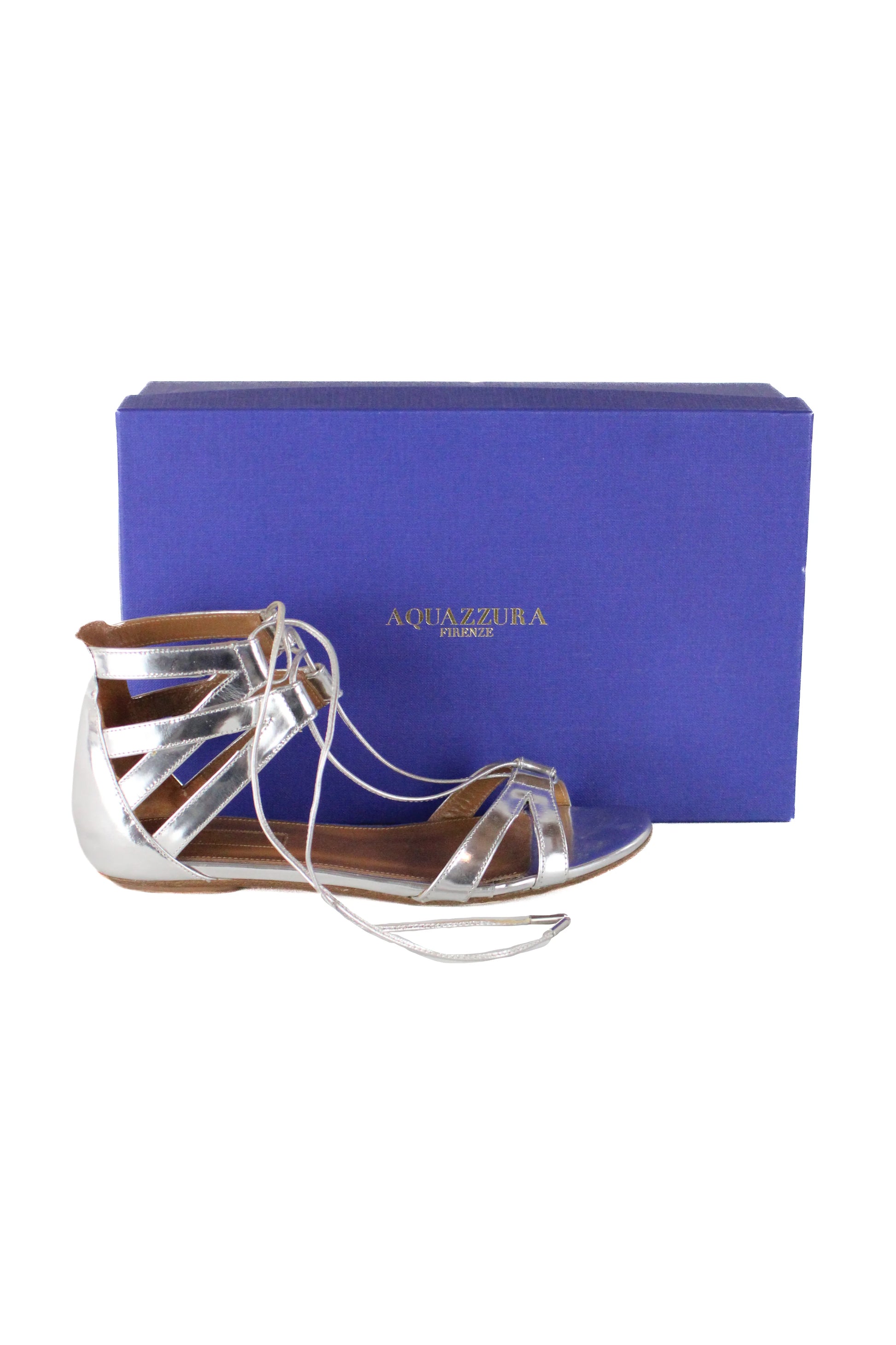 Silver low laced sandals