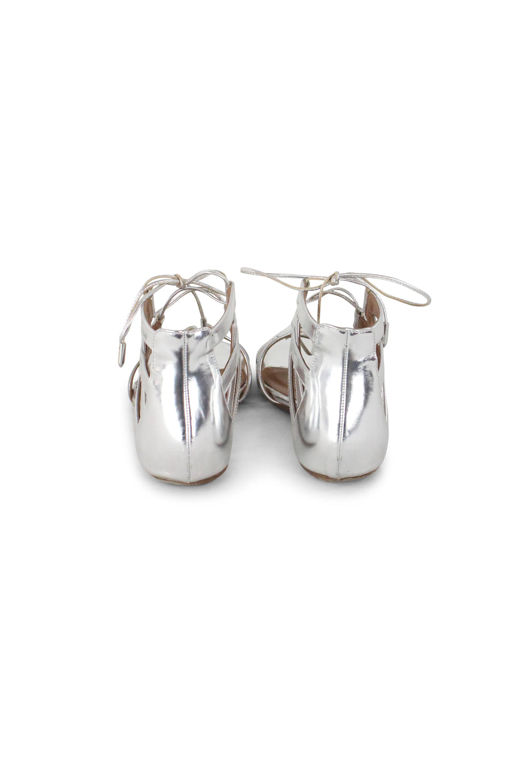 Silver low laced sandals