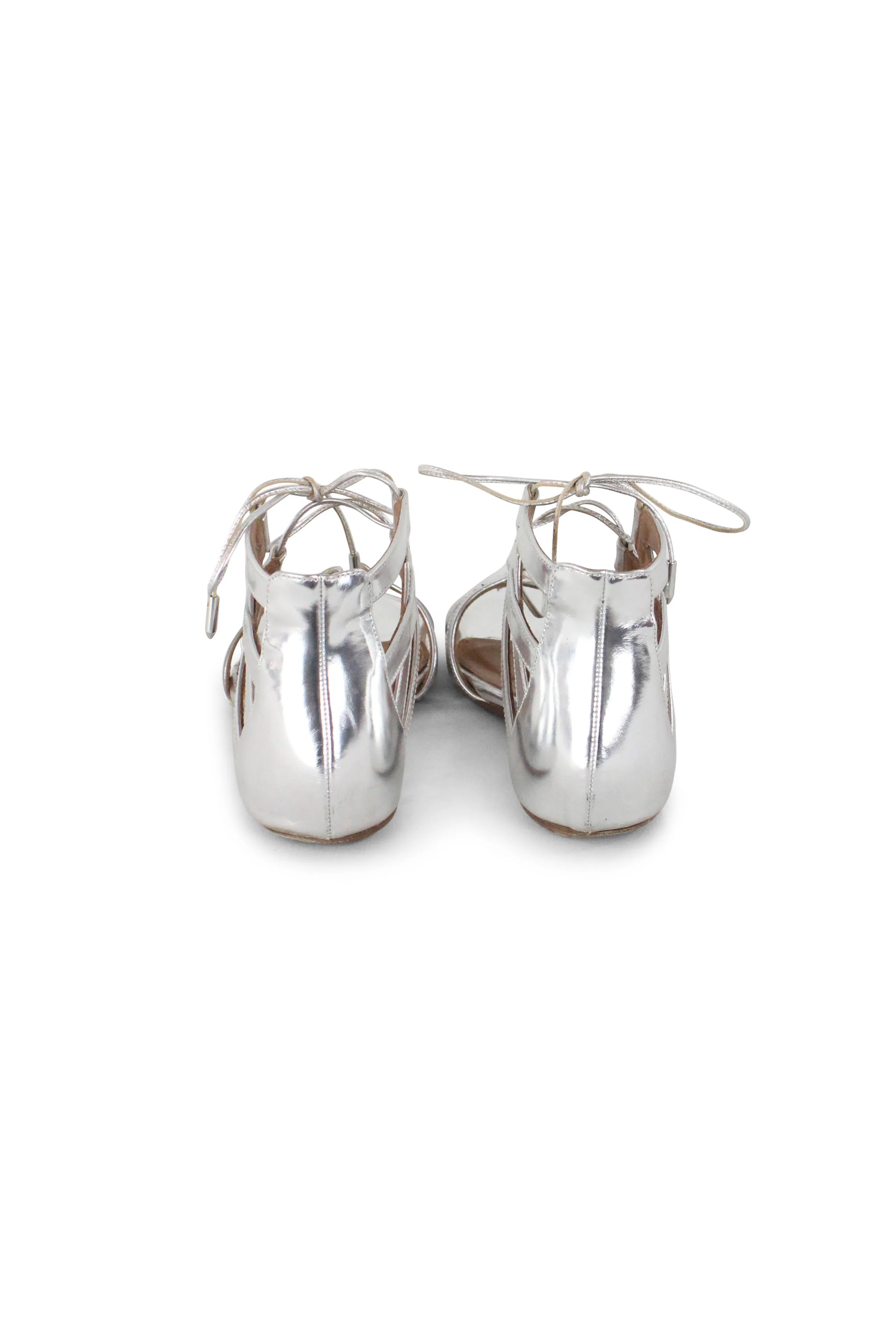 Silver low laced sandals