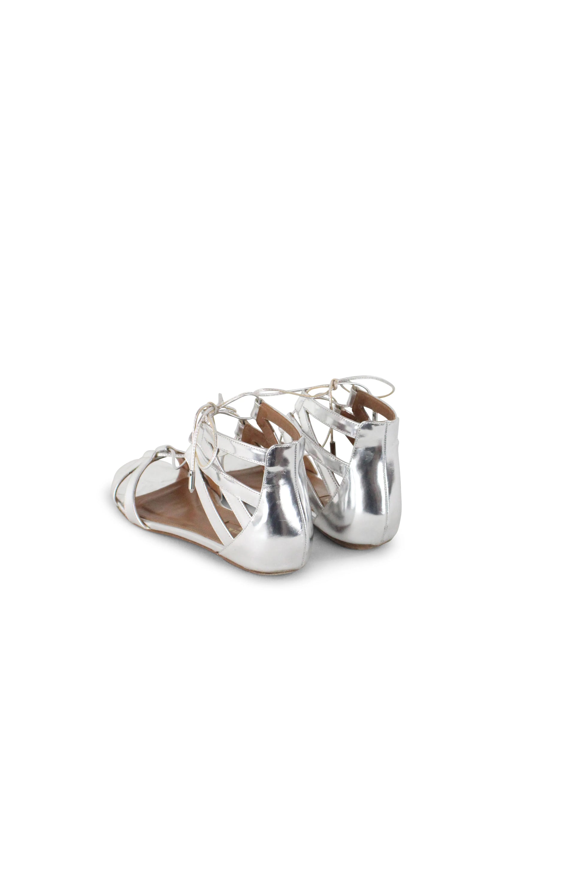 Silver low laced sandals