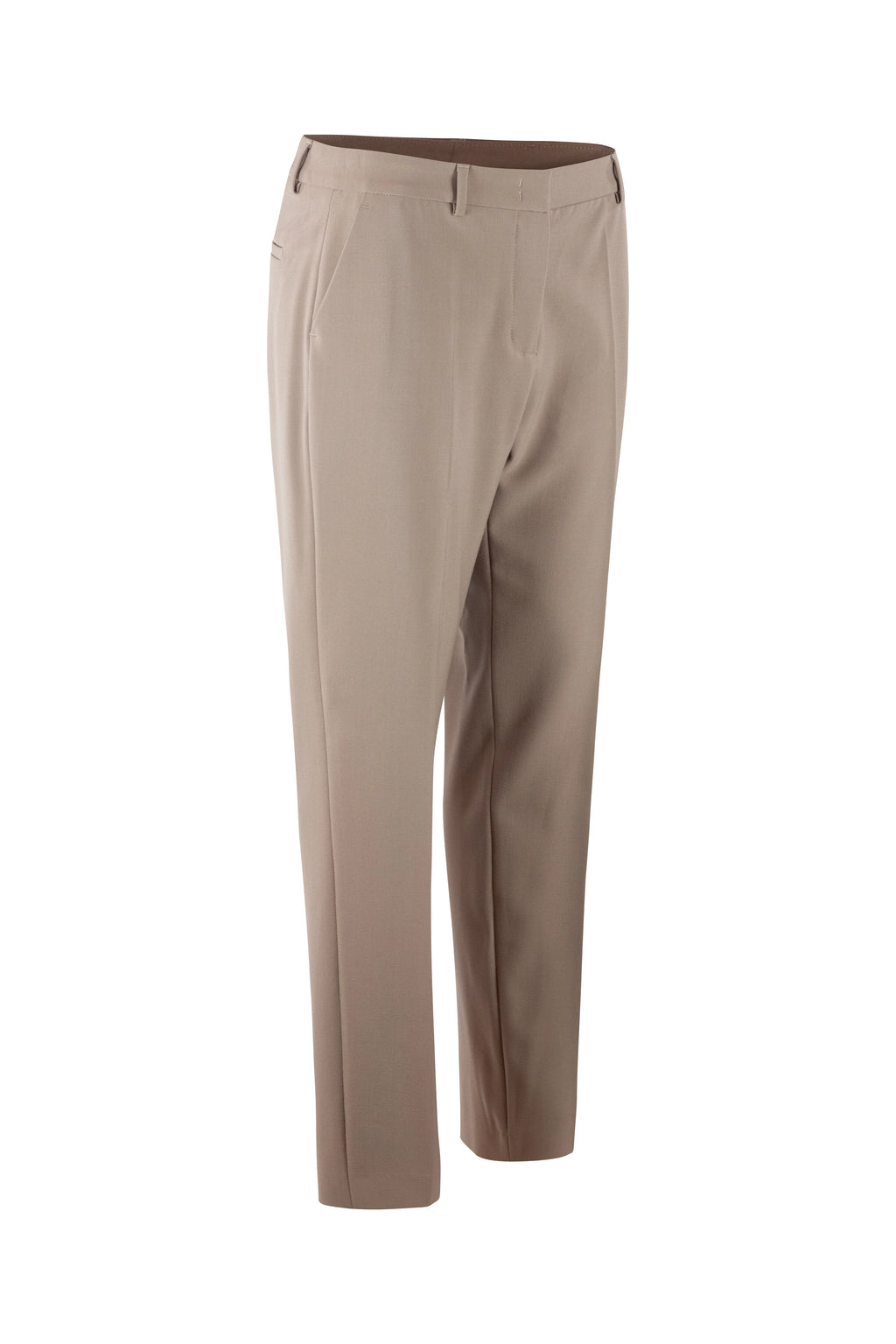 Taupe Tailored Wool Tapered Trousers