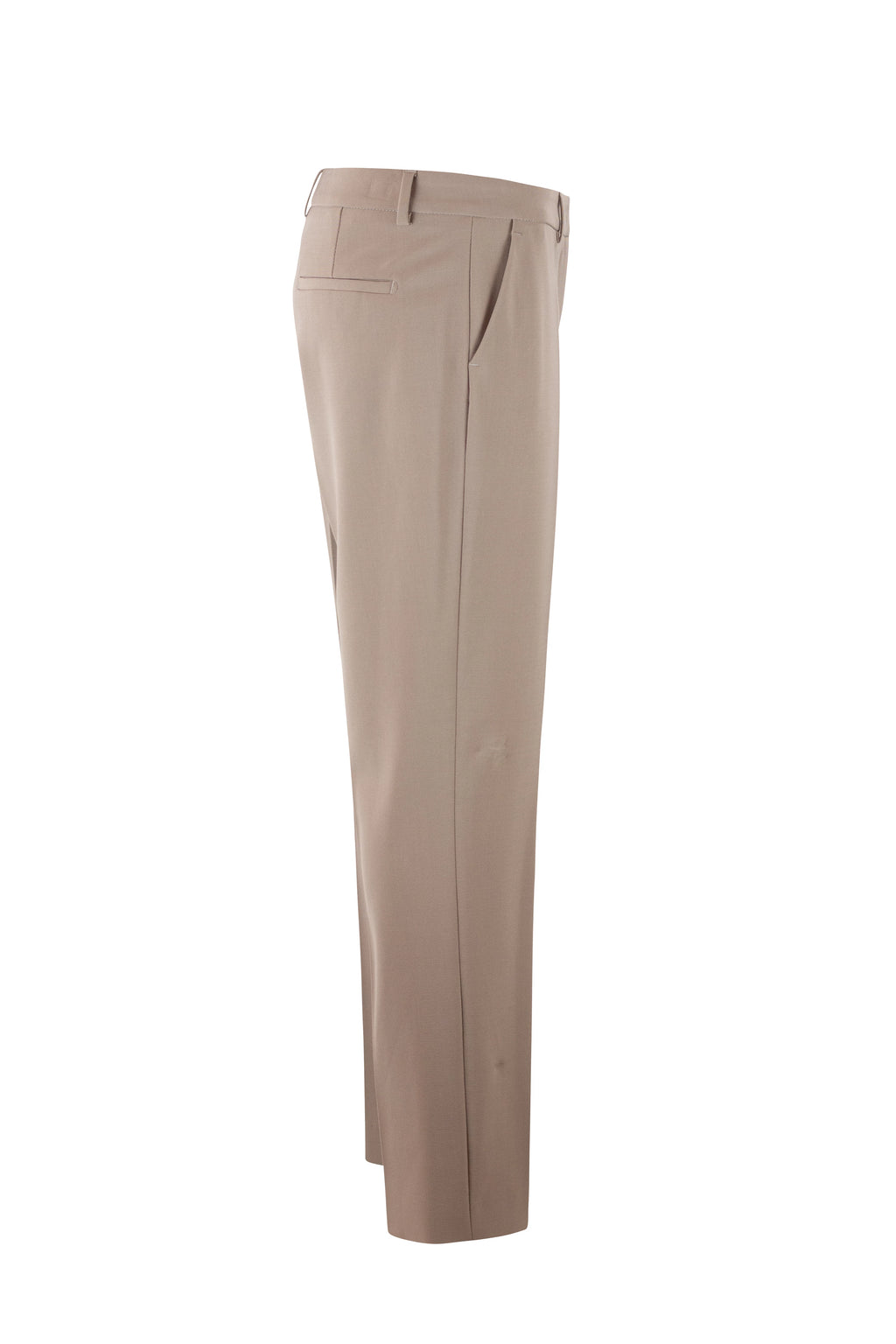 Taupe Tailored Wool Tapered Trousers