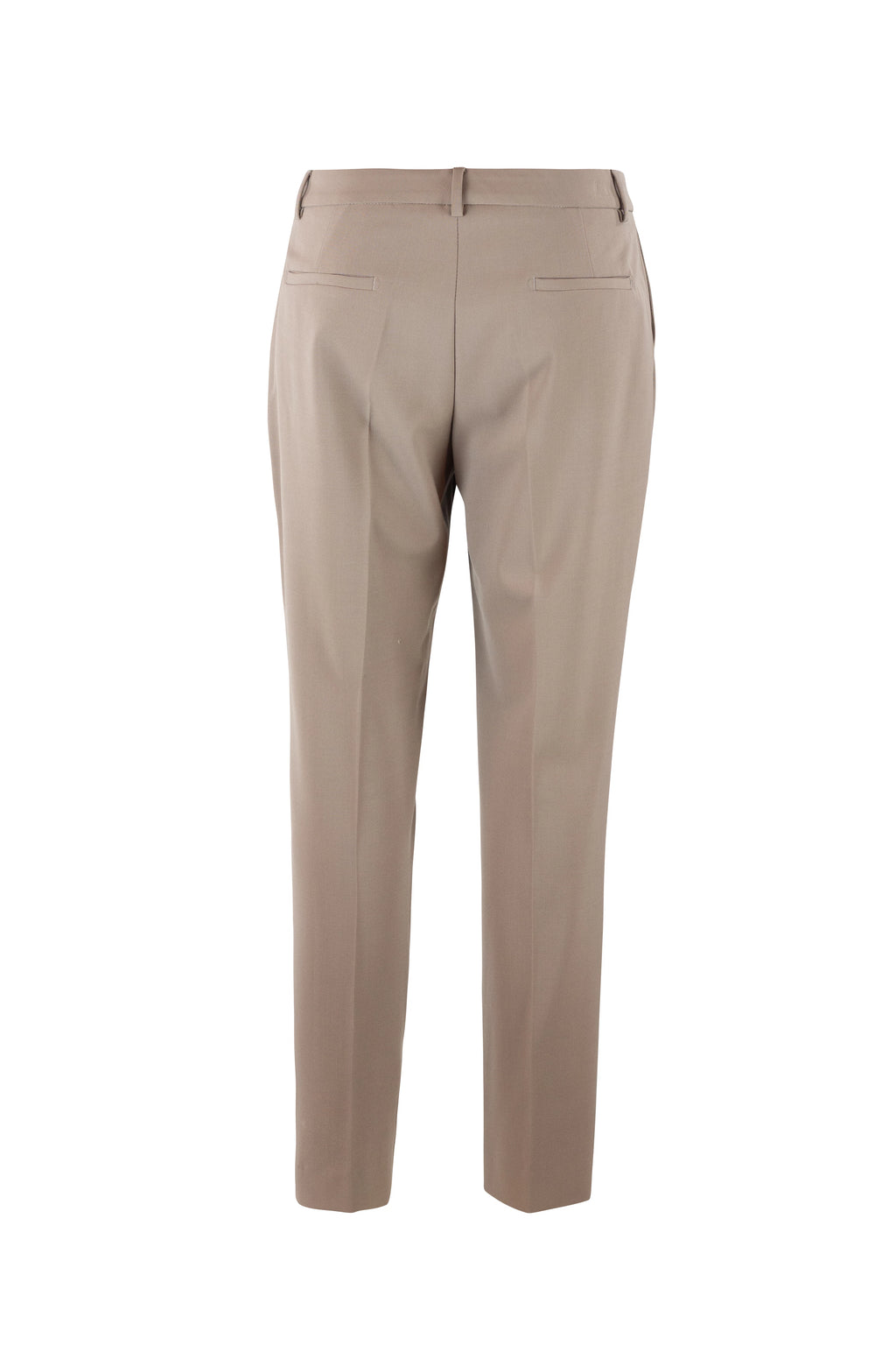 Taupe Tailored Wool Tapered Trousers