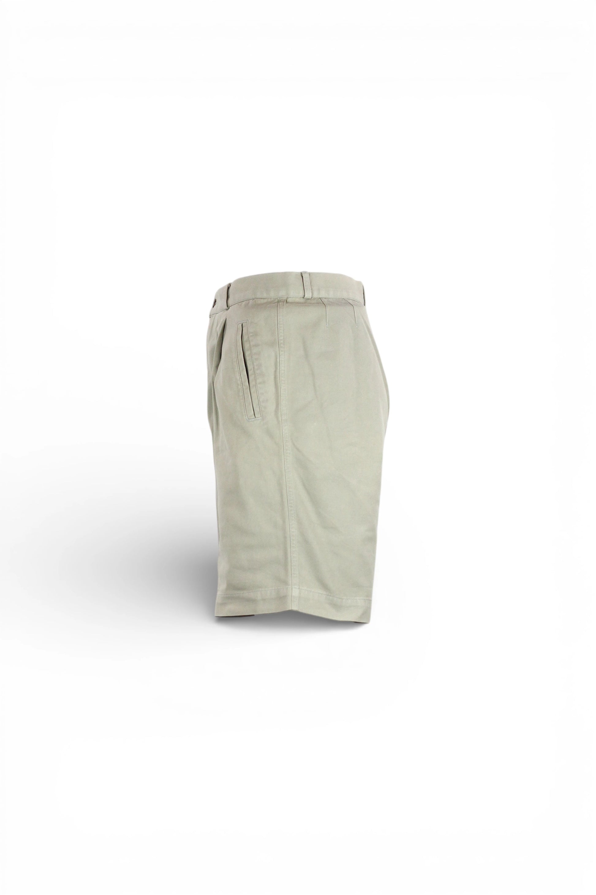 High-Waisted Beige Cotton Bermuda