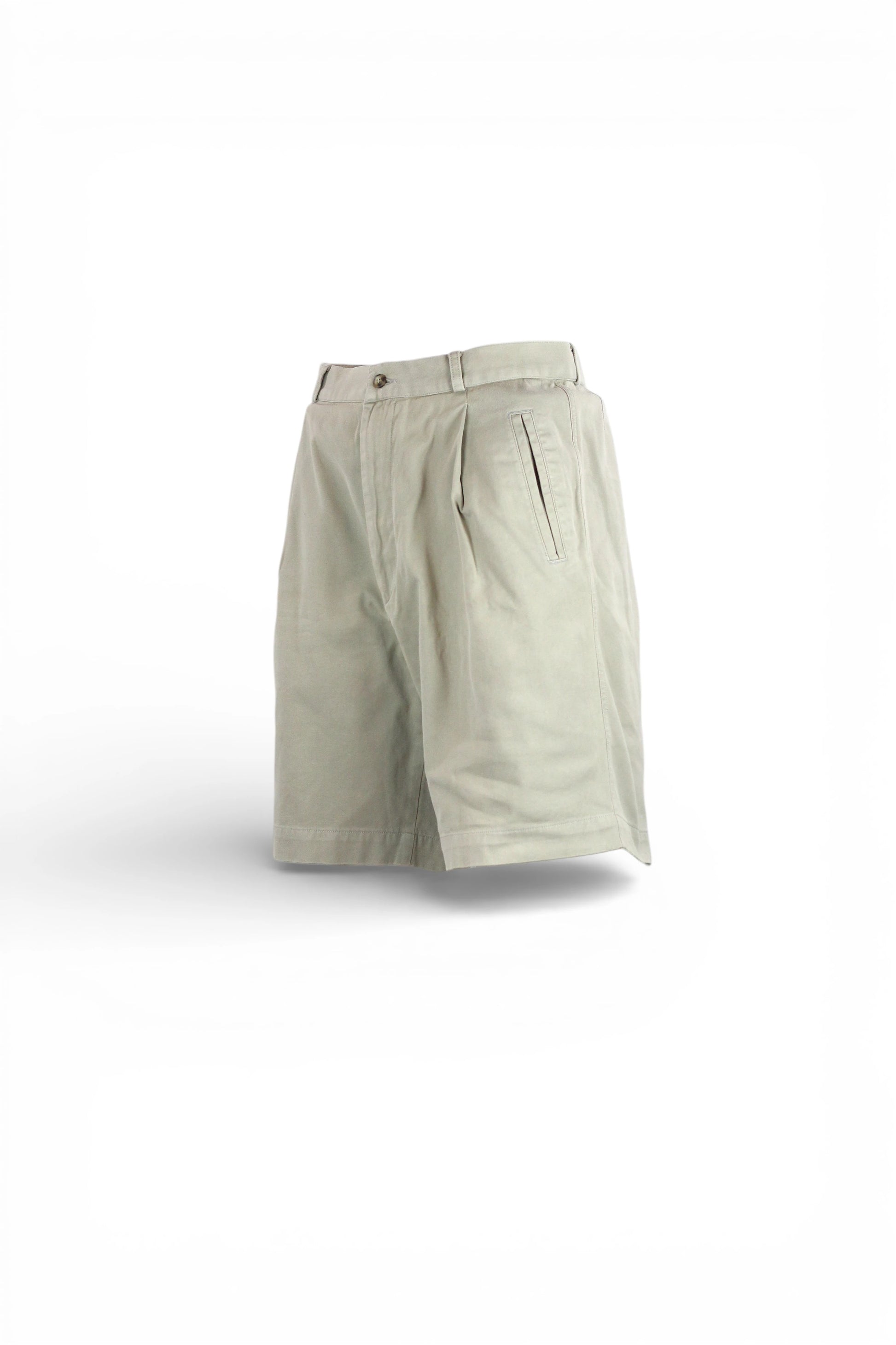 High-Waisted Beige Cotton Bermuda