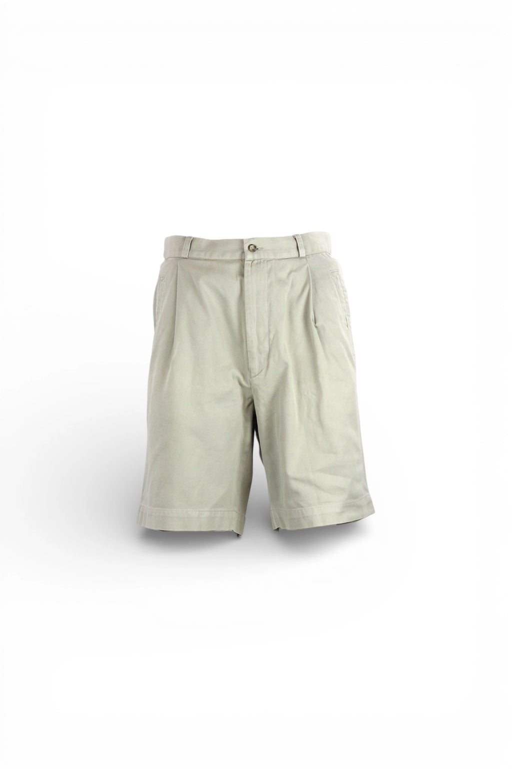 High-Waisted Beige Cotton Bermuda