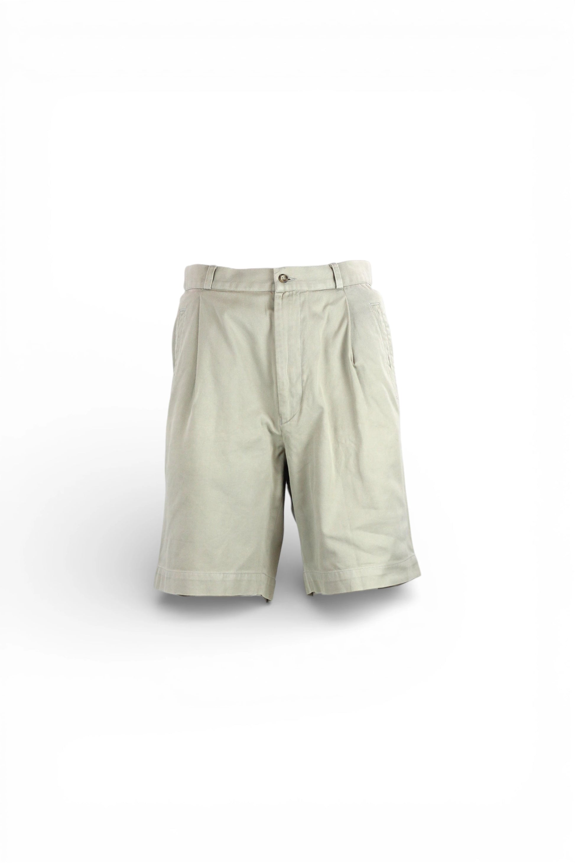High-Waisted Beige Cotton Bermuda
