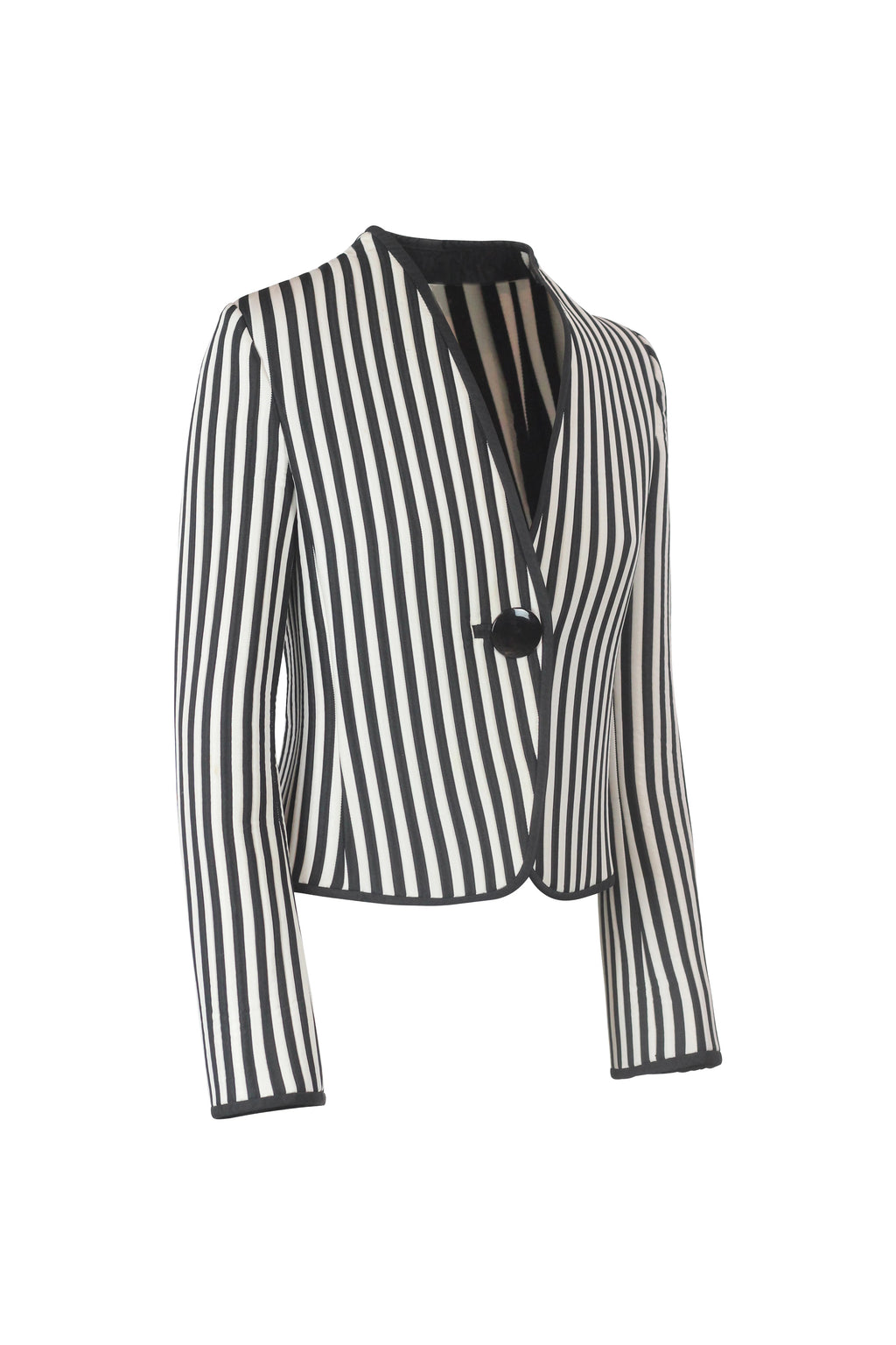 Striped Fitted Jacket with Single Button