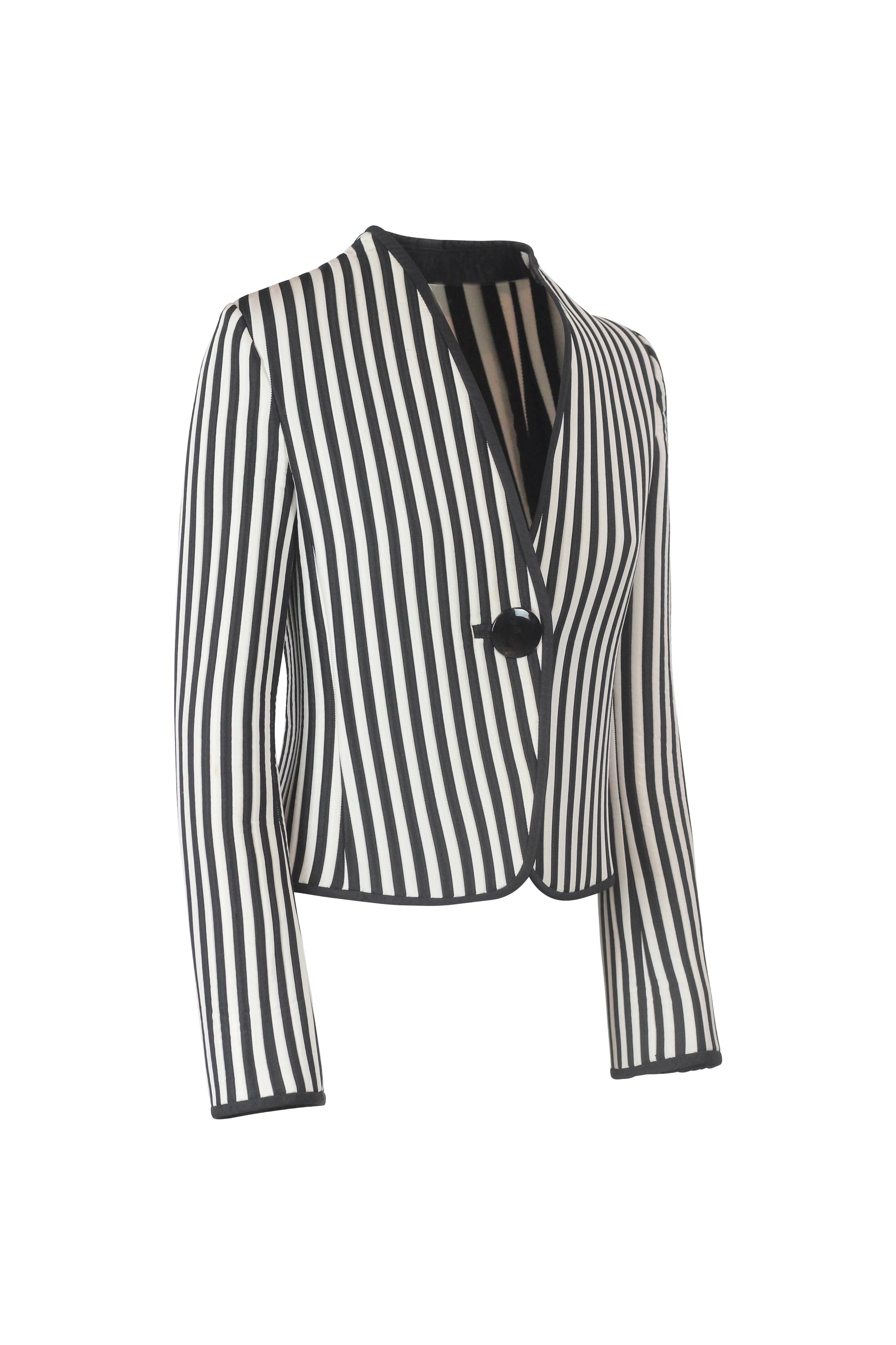 Striped Fitted Jacket with Single Button