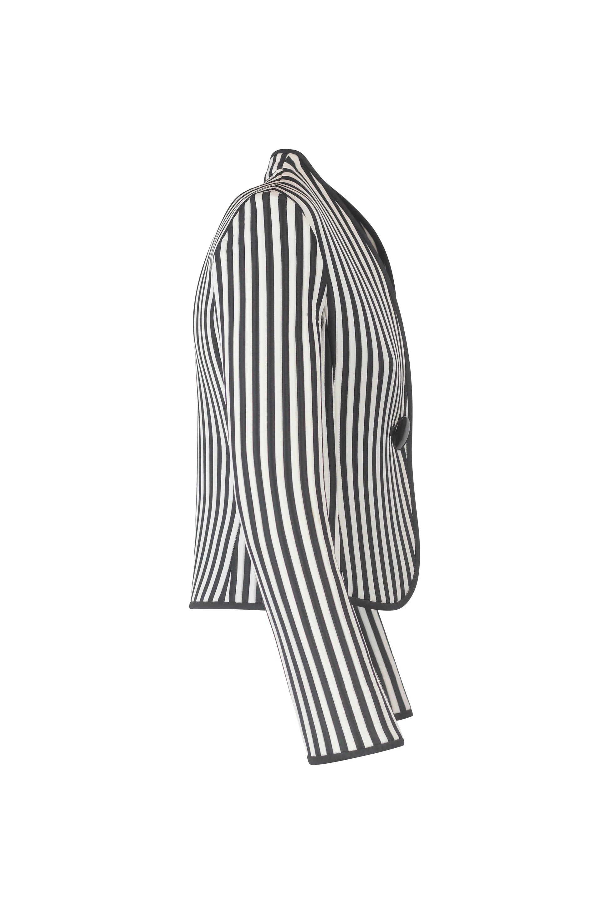 Striped Fitted Jacket with Single Button