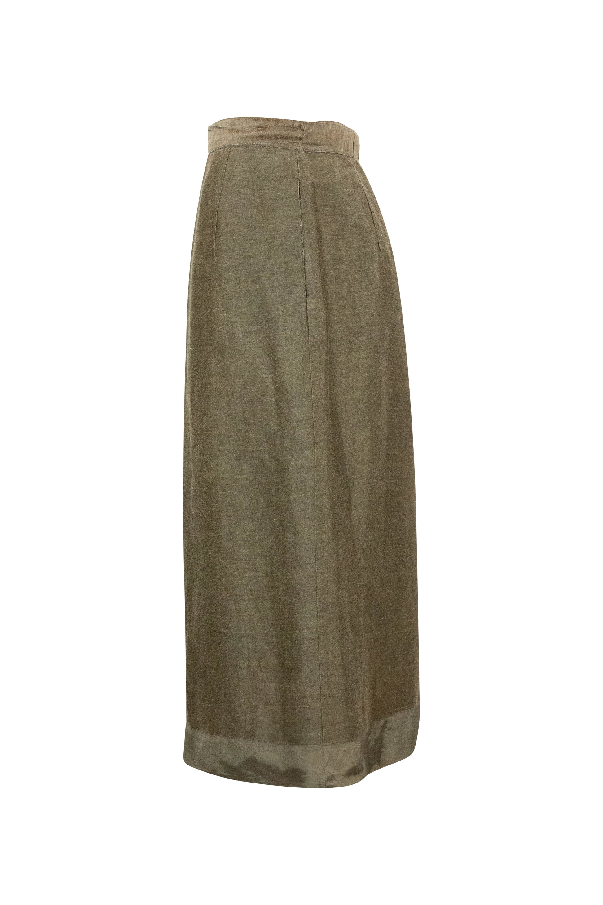 Olive Green Silk Wrap Skirt