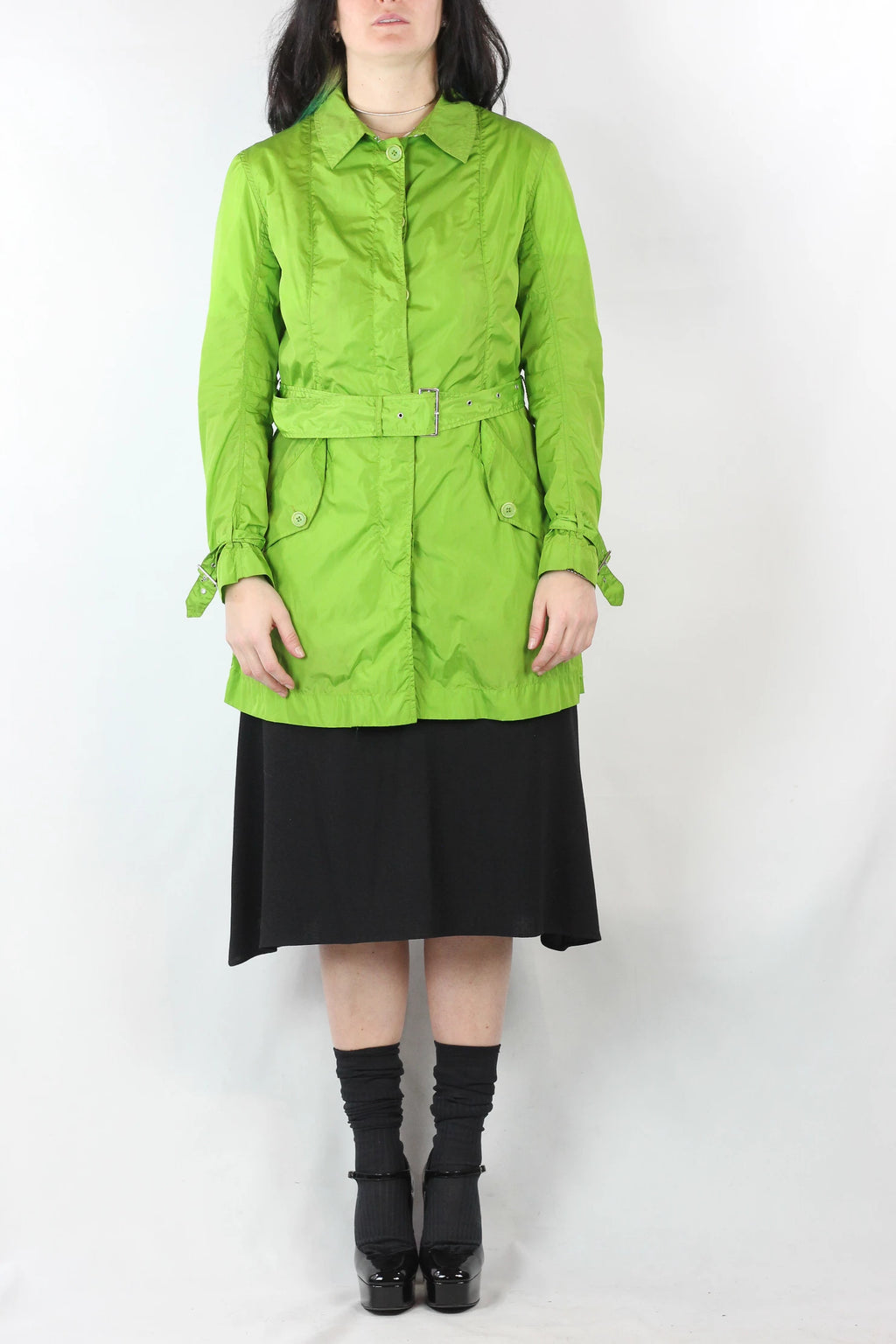 Bright Green Raincoat Trench