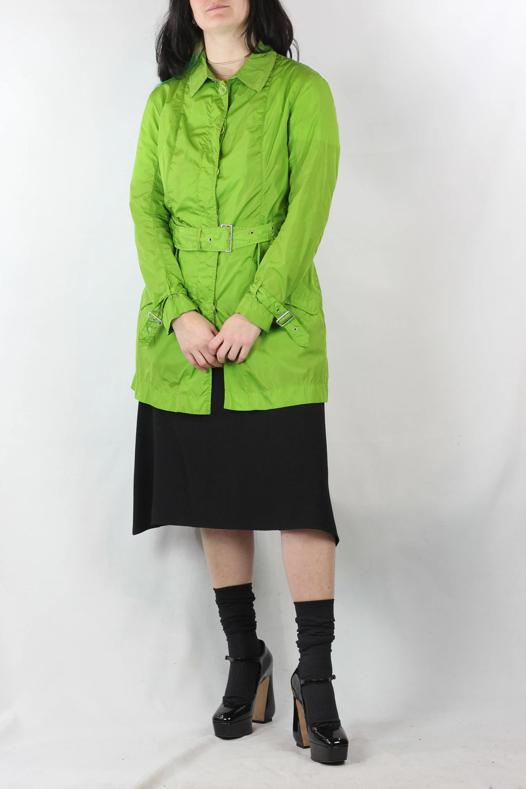 Bright Green Raincoat Trench