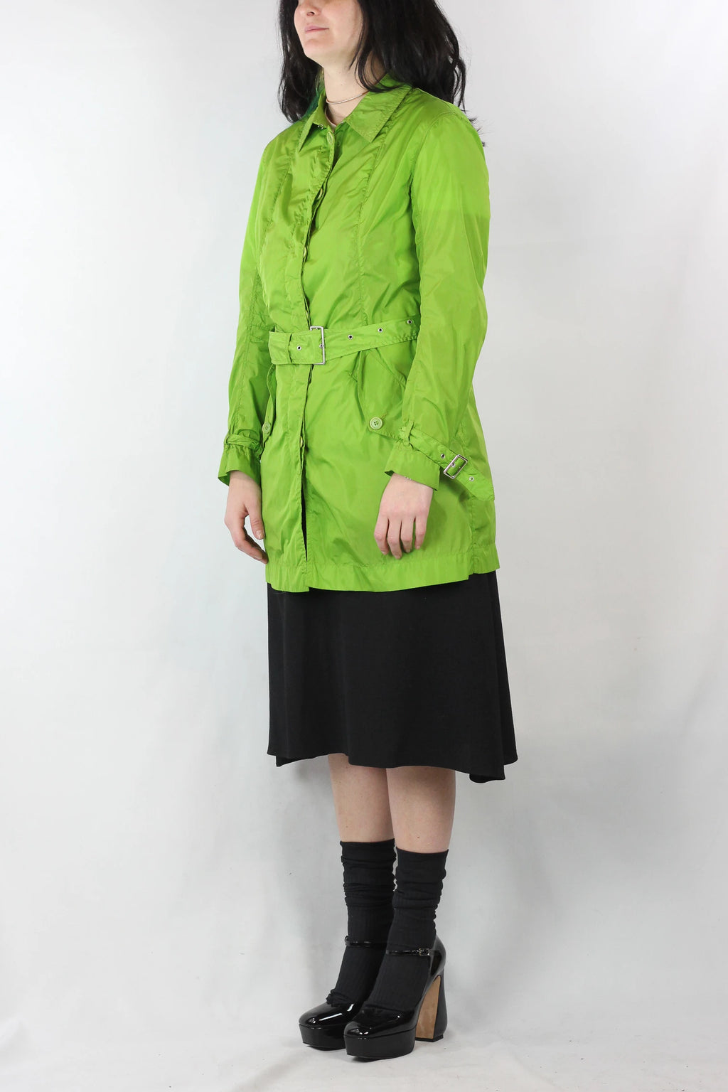 Bright Green Raincoat Trench