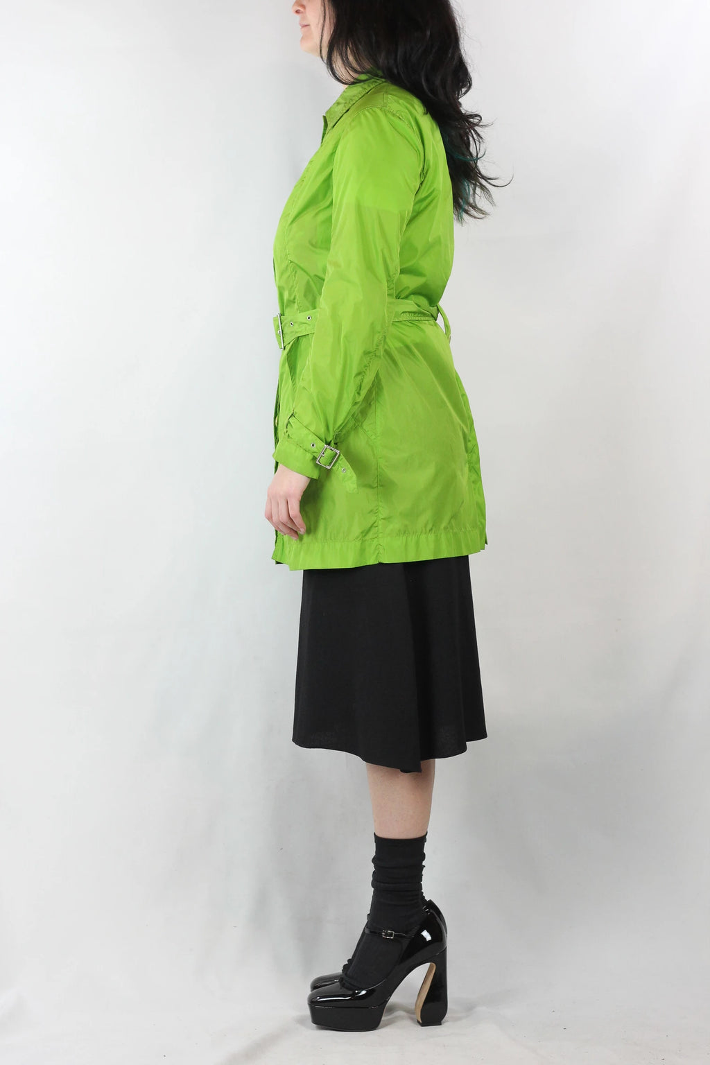 Bright Green Raincoat Trench