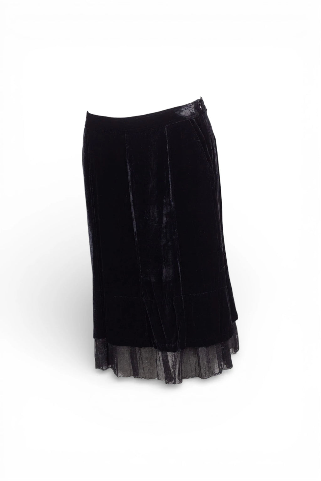 Black Velvet Skirt with Chiffon Hem Detail