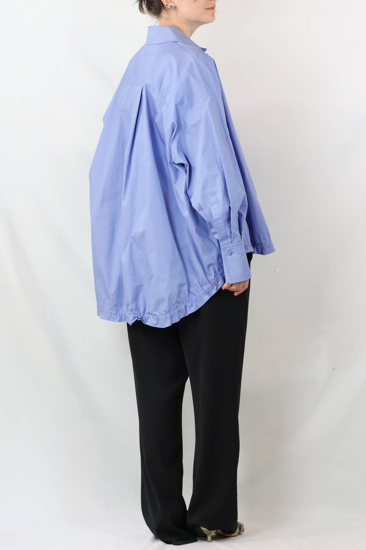Asymmetric Drawstring Poplin Shirt