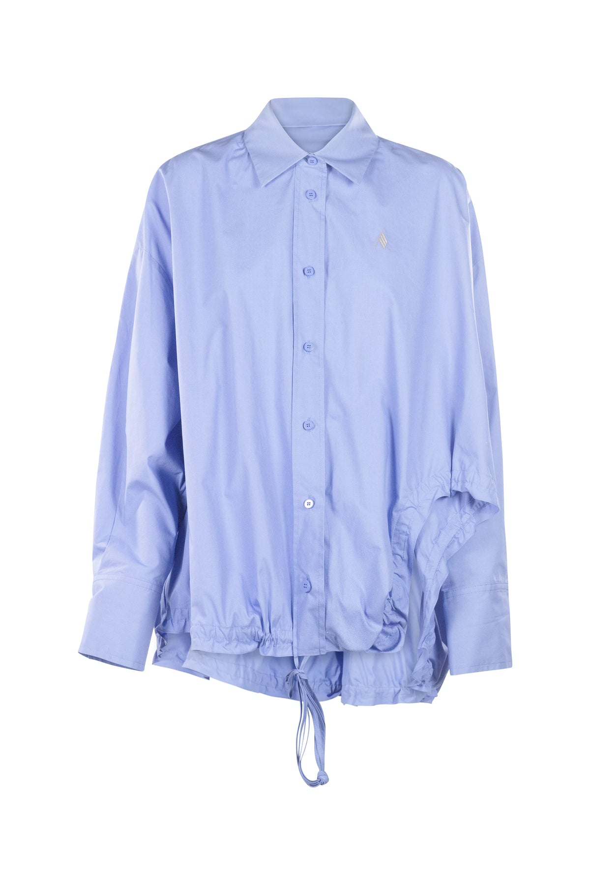 Asymmetric Drawstring Poplin Shirt