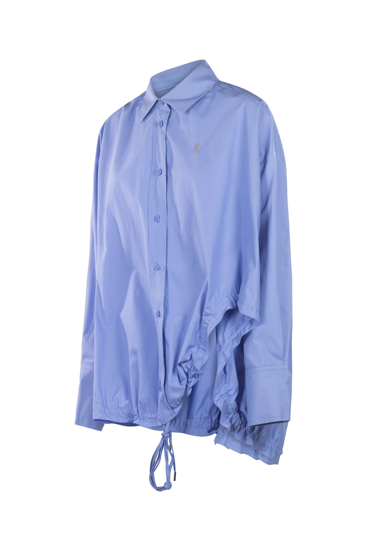 Asymmetric Drawstring Poplin Shirt