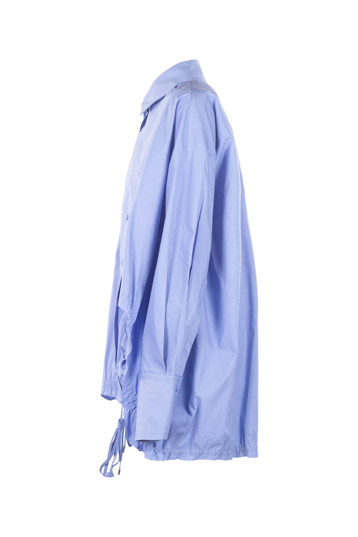 Asymmetric Drawstring Poplin Shirt