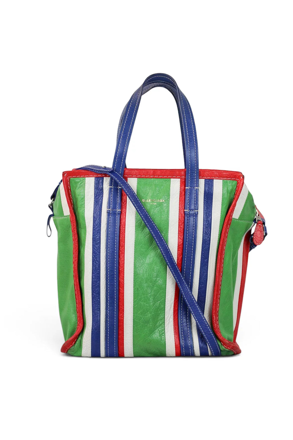 Bazar Medium Striped Calfskin Leather Tote