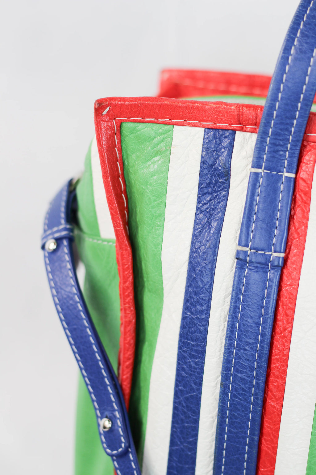 Bazar Medium Striped Calfskin Leather Tote