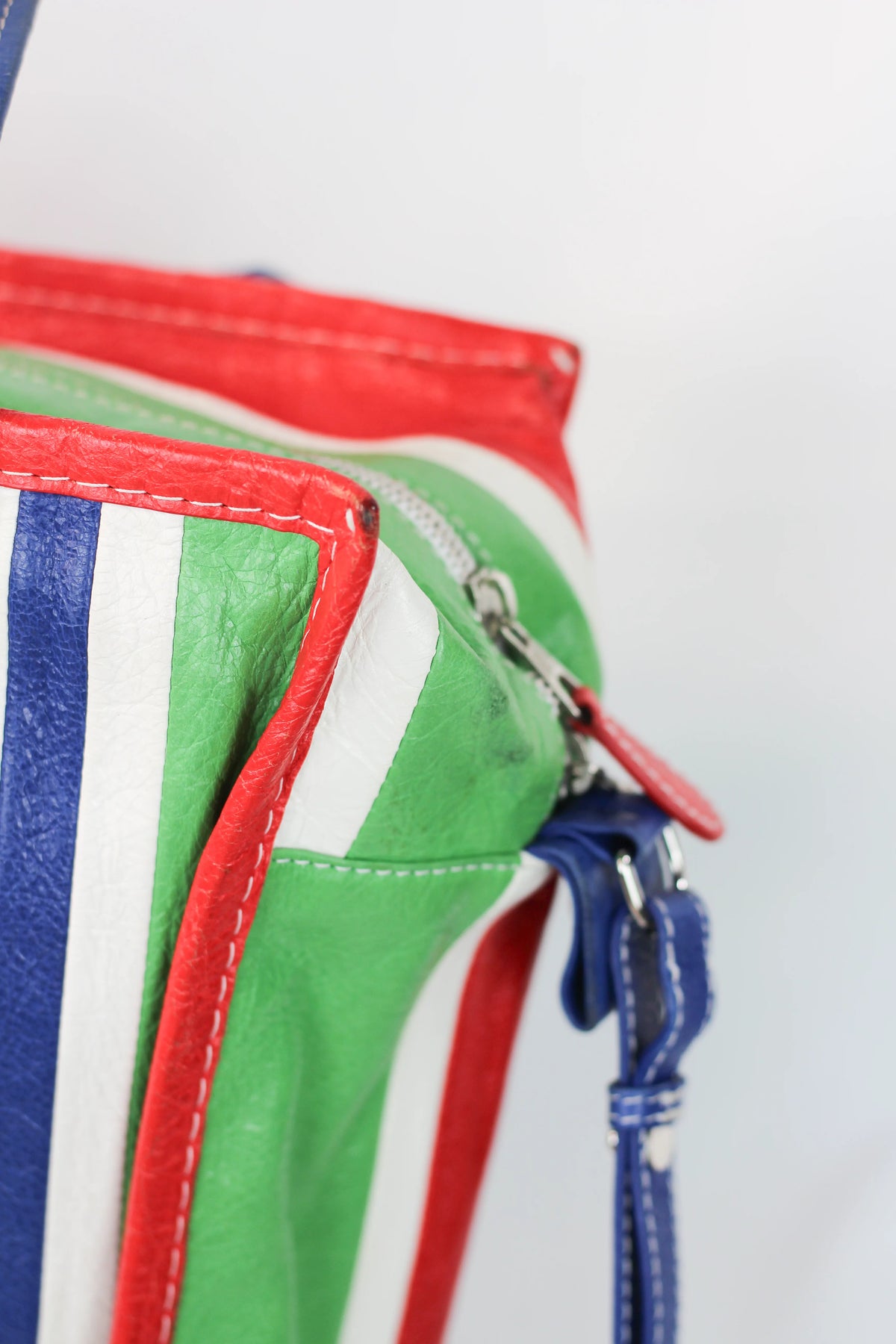 Bazar Medium Striped Calfskin Leather Tote