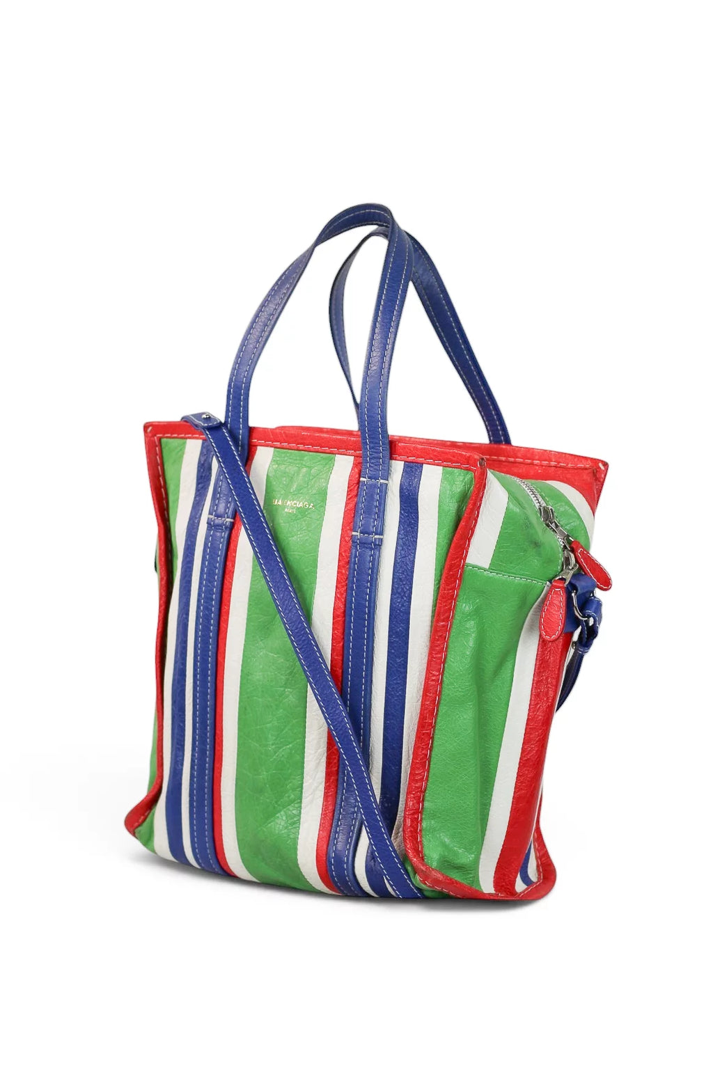 Bazar Medium Striped Calfskin Leather Tote