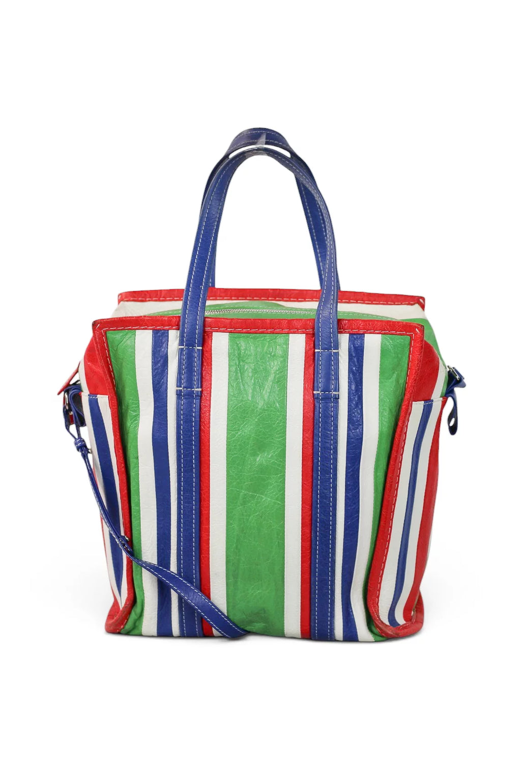 Bazar Medium Striped Calfskin Leather Tote