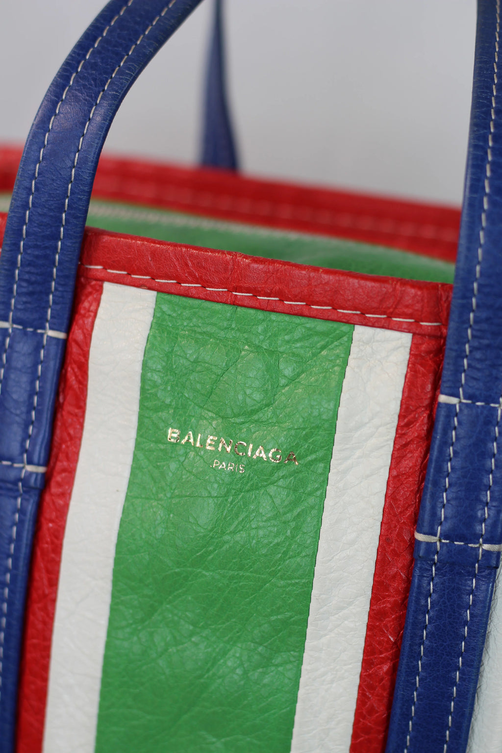 Bazar Medium Striped Calfskin Leather Tote