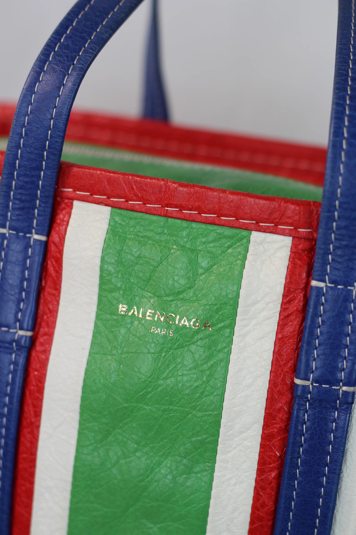 Bazar Medium Striped Calfskin Leather Tote