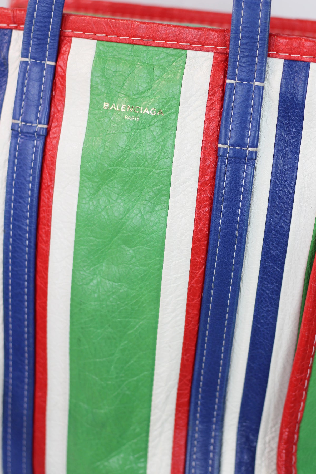 Bazar Medium Striped Calfskin Leather Tote