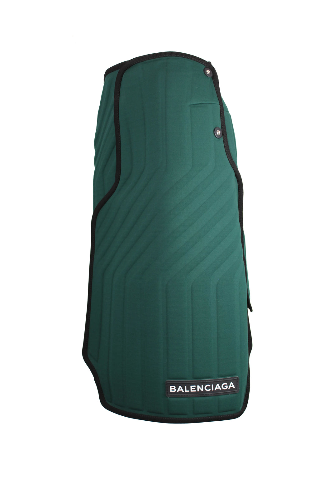 Green neoprene asymmetric skirt FW2017