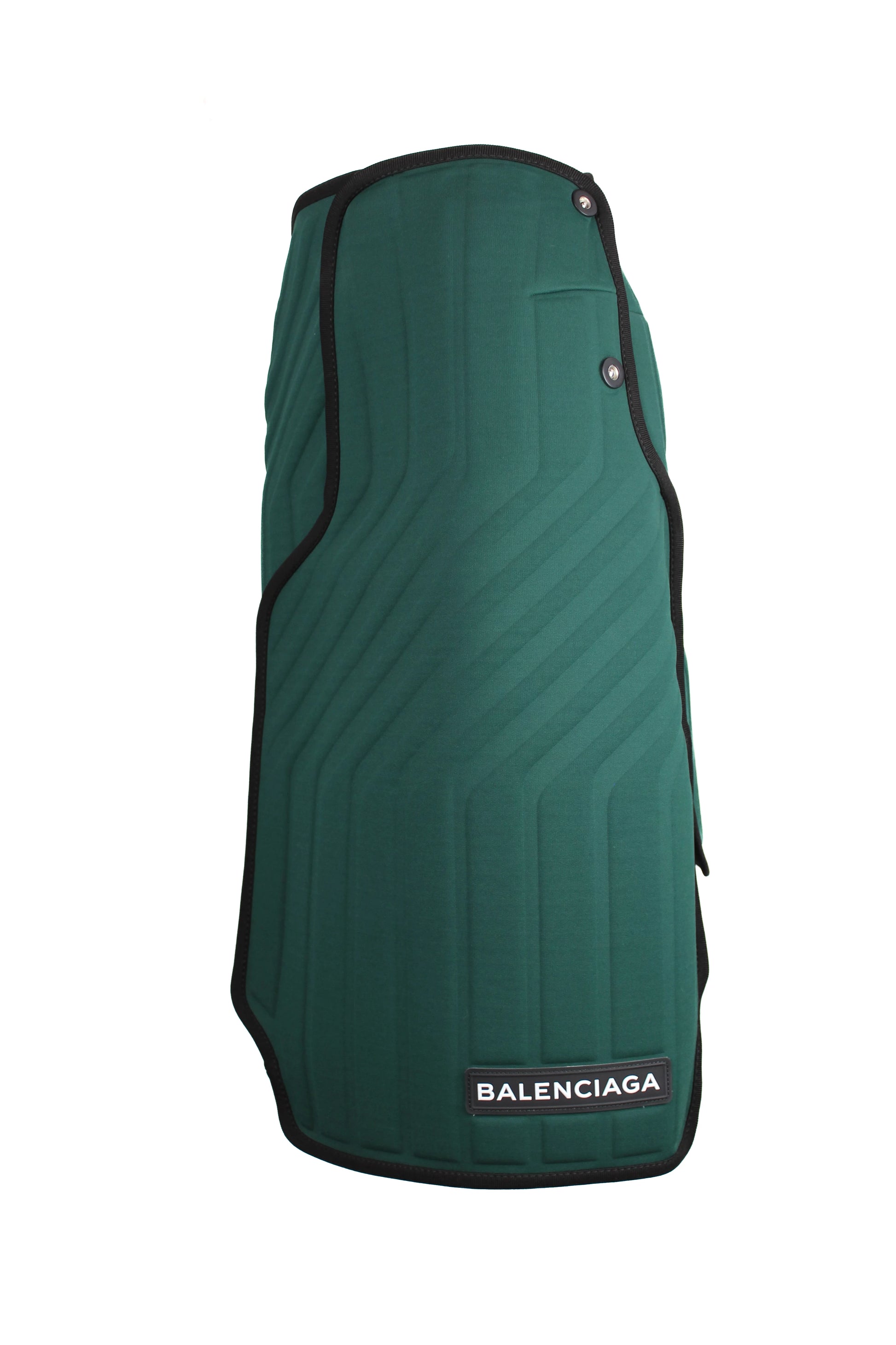 Green neoprene asymmetric skirt FW2017