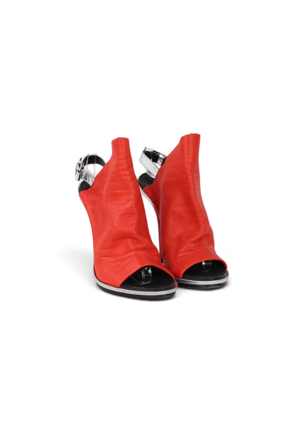 Red Lambskin Leather Slingback Heels